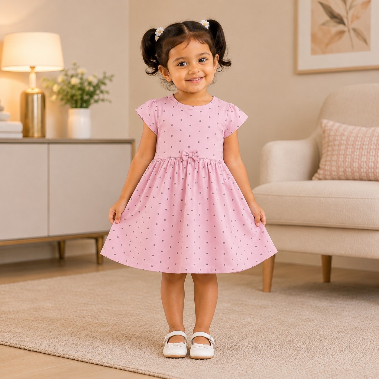 Blush Dot Cotton Frock